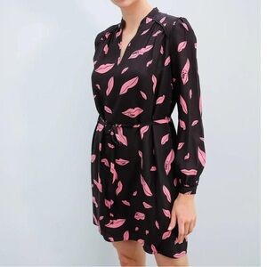 Diane von Furstenberg Glenda Silk Dress Lips Pattern Size Large NEW WITH TAGS!